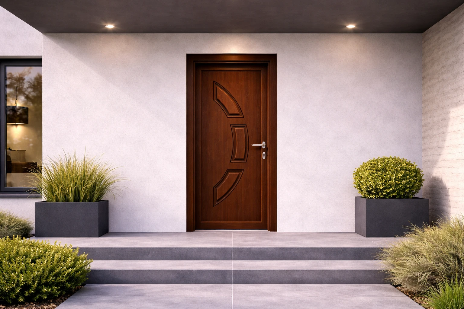 ingresso casa moderna con porta di design