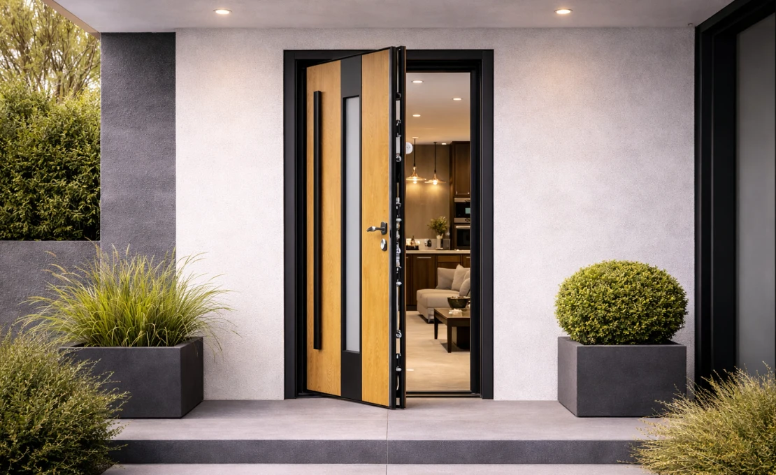 porta blindata con dettagli struttura sicurezza e certificazione rc3